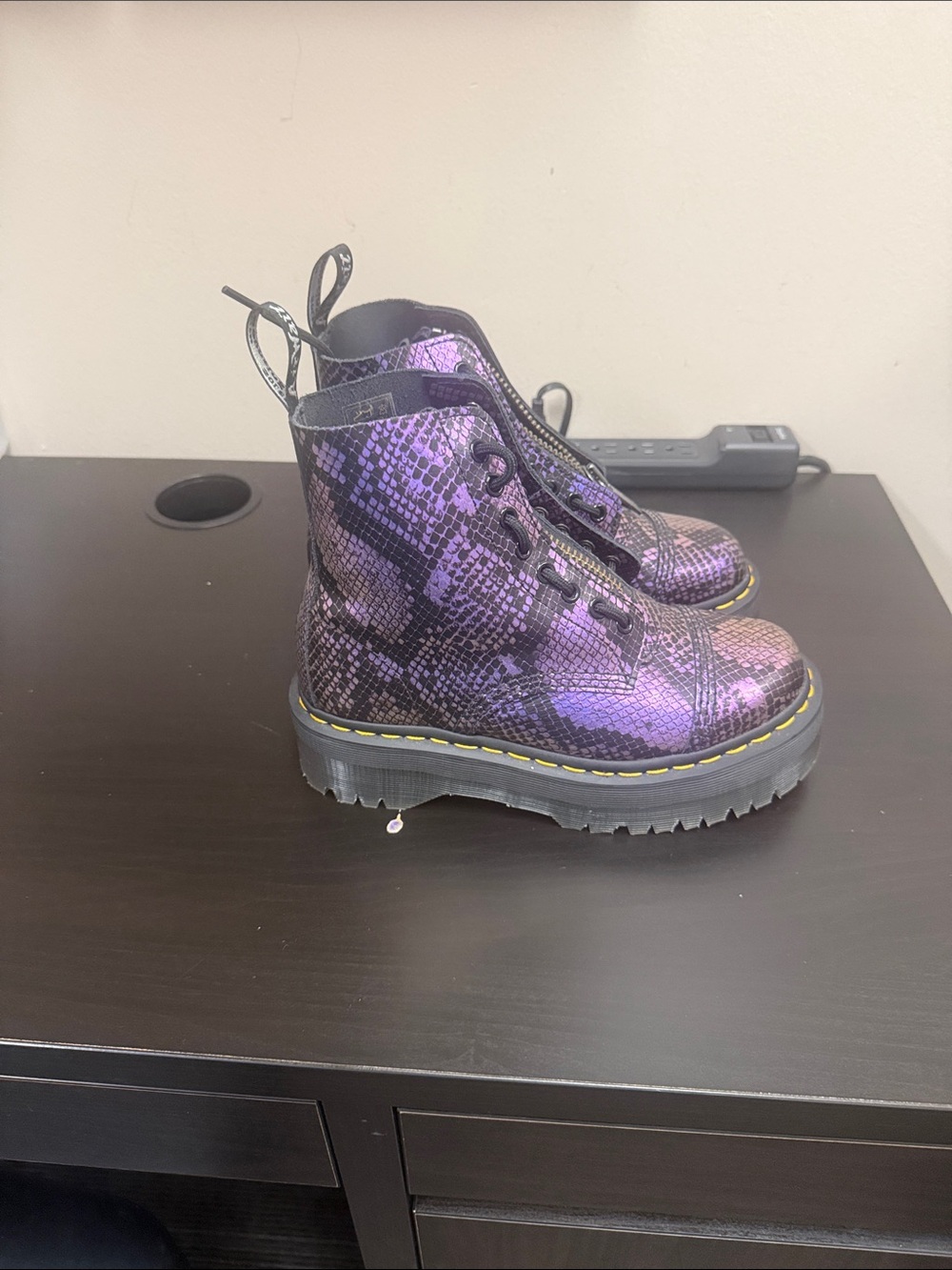 Beautiful purple and black snake skin doc marten boots - Picture 2 of 4